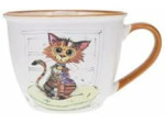 Bol timbale - Motif chat marron stylisé- matière porcelaine fine - contenance 550ML