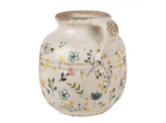 Pichet décoratif fleuri jaune 12x14cm