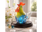 Sculpture Coq Verre Multicolore 10x9x12cm