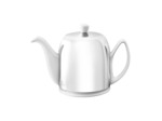 Théière SALAM 1 litre, blanche,  cloche inox poli miroir