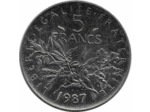 FRANCE 5 FRANCS SEMEUSE NICKEL 1987 TTB+