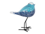 Décoration oiseau bleu verre métal 13x8x15cm