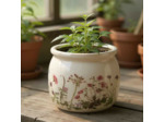 Pot de fleurs rond céramique rose beige 16x16x13cm