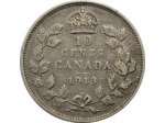 CANADA 10 CENTS GEORGES V 1913 argent TTB (W23)