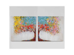 Lot de deux tableaux arbre marron toile 70x70x70cm