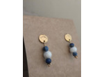 Boucles d'oreilles puces martelées en lapis-lazuli et cachemire de Touraine