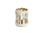 Grand bougeoir Tivoli métal blanc doré 13x13x16cm