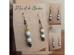 Boucles d'oreille pierres naturelles et double perle en cachemire de Touraine