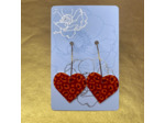 Boucles d'oreilles créoles coeur fond rouge motif léopard orange