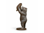 Statuette Ours et bébé résine patinée 15x32cm