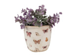 Pot de fleurs d'intérieur beige papillons 11x10cm
