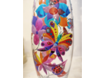 Grand Vase multicolore peint à la main sur le thème des coccinelles et des papillons