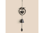 Clochette carillon coeur fonte 63x13x7cm