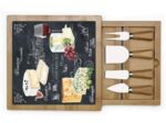 Plateau à Fromage en verre et bambou - avec 4 couteaux + tiroir