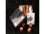 Boîte de Jeux Carte Dés Acacia 9x11x11cm