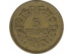 FRANCE 5 FRANCS LAVRILLIER CUPRO ALU 1946 TB+ taches