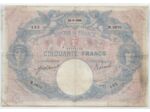 FRANCE 50 FRANCS BLEU ET ROSE SERIE M.3670 22-9-1909 TB