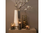 Photophore verre motifs fleurs Gresa blanc 10x10x33cm