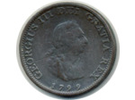 GRANDE BRETAGNE 1 FARTHING 1799 GEORGES III TB rayures (W646)