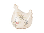 Poulet décoratif céramique beige 12x11x13cm