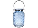 Grande lanterne verre bleu 29x18 cm