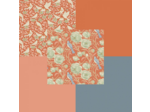 LOT DE 5 COUPONS DE TISSU TILDA UNIS ET IMPRIMÉS  50 X 55 CM, ORANGE & GRIS