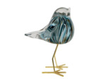 Décoration verre moineau Serin bleu 9x15x11cm
