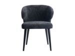 Chaise noire effet velours pieds bois 57x50x80cm