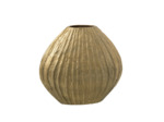 Vase ovale aluminium doré cannelures 37x40x12cm