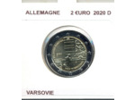 ALLEMAGNE 2020 D  2 EURO COMMEMORATIVE VARSOVIE SUP