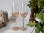Verres peints à la main décorés de façon artisanale de volutes cuivrées en relief