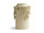 Vase Guirlande Fleurs Céramique Blanche 17x17x25cm