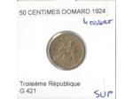 FRANCE 50 CENTIMES DOMARD 1924 4 OUVERT SUP