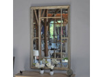 Grand miroir Banquet argenté bois 140X90cm