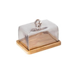 Plateau bois et cloche verre 13x22x22cm