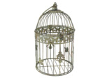 Ensemble 2 Cages Décoratives Ronde à Suspendre en Métal Vert Patiné 19x40cm