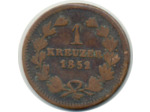 ALLEMAGNE BADEN 1 KREUZER 1852 TB+ (W218.2)