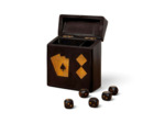 Boîte de Jeux Cartes Dés Bois Laiton 12x10x5cm