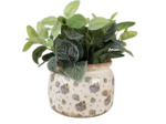 Pot de fleurs intérieur céramique beige bleu 15x20x20cm