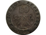 FRANCE 10 CENTIMES NAPOLEON 1er 1808 A (Paris) TB+ (G190)