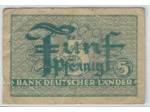 ALLEMAGNE 5 PFENNIG BANK DEUTSCHER LANDER TB+