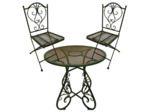 Ensemble Table et Chaises en Fer Forgé Vert 70x70x71cm