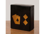 Boîte de Jeux Cartes Dés Bois Laiton 12x10x5cm