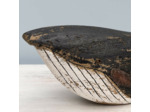 Sculpture Grande Baleine Peinte Bois 55x13x15cm