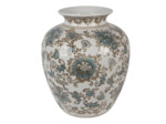 Vase céramique blanc bleu 22x22x25cm