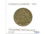 FRANCE 2 FRANCS DOMARD 1921 TB+