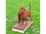Couple de chiens socle fonte 94x50x85cm