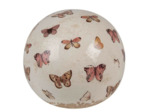 Décoration boule beige céramique papilllons 12x12cm