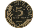 FRANCE 5 CENTIMES LAGRIFFOUL 2001 BE