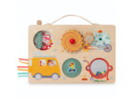 LILLIPUTIENS - Panneau d'Activité Thème véhicules -Jouet d’éveil Multi-activités pour bébé - Valisette Pratique à Transporter